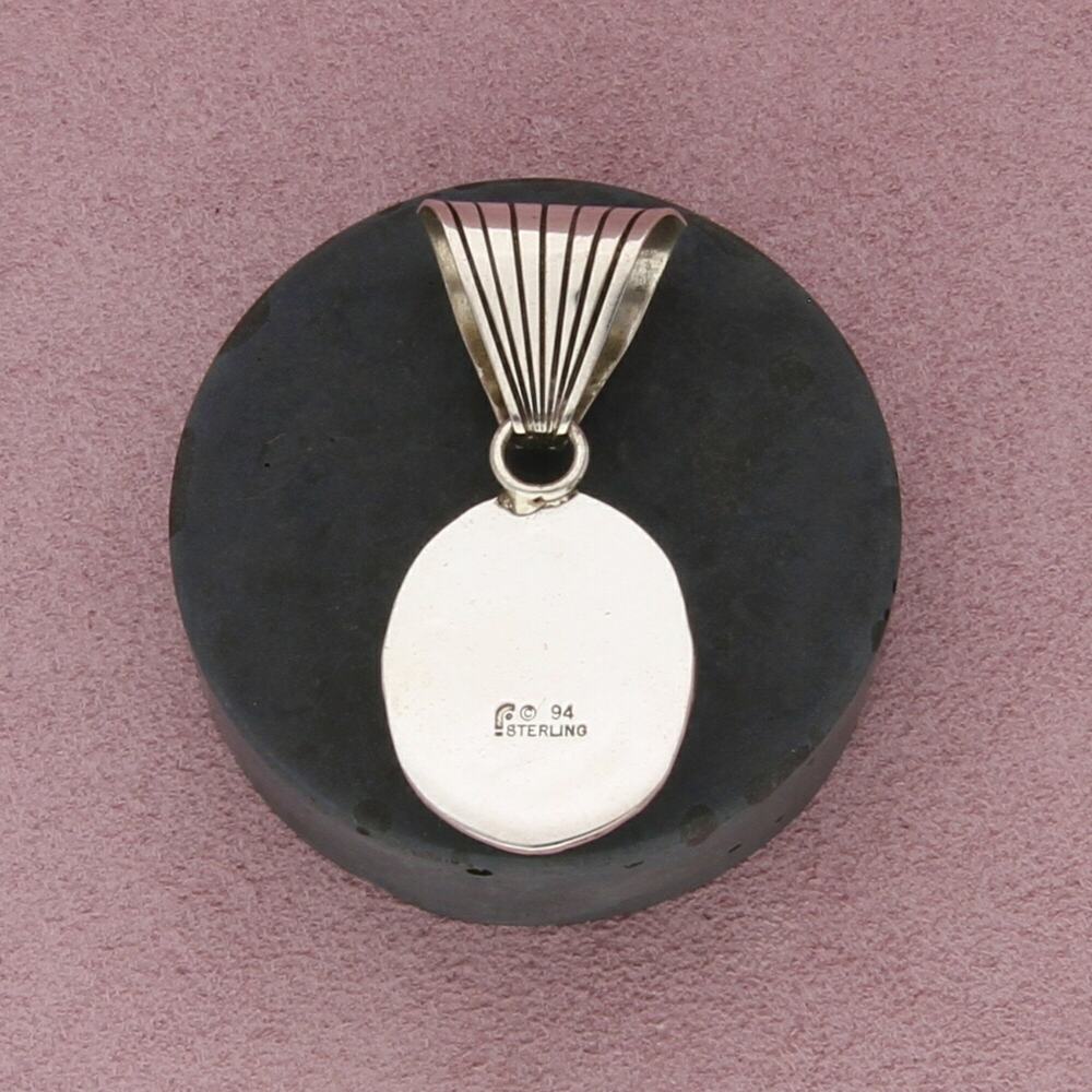 carol felley sterling silver vintage black onyx cabochon pendant - Picture 2 of 3